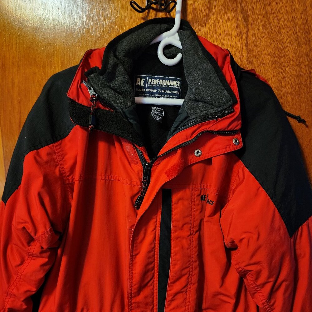 Men's Small American Eagle Red/Black 2N1 Removable Jacket Winter Parka Coat